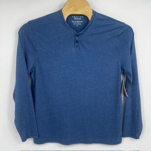 Lucky Brand Other - NWT Lucky Brand Men's Venice Burnout Long Sleeve Blue Henley Shirt Size XL